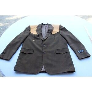 (American Western) Brown and Tan Western Style Mens Sport Coat Size 42